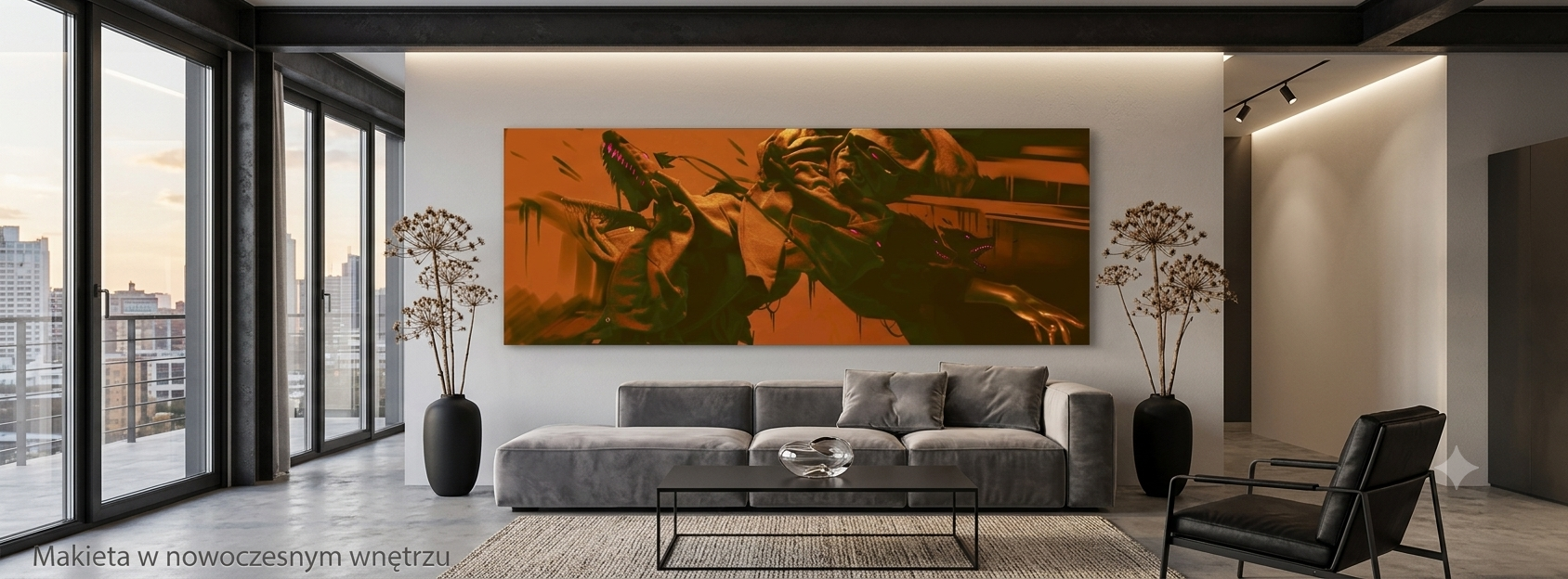 DANCES WITH WOLVES/Original Painting/Wall art/ Luxury Interior